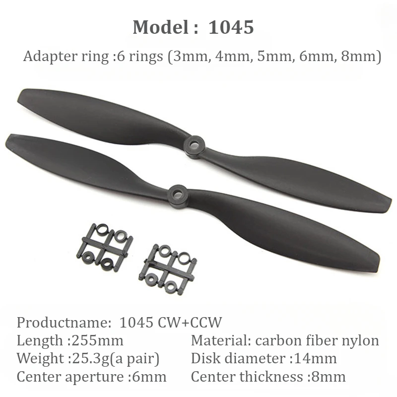 1 paar Gemfan Carbon Fiber Nylon CW CCW Propellers 8038 8045 9047 1038 1045 1147 1238 1245 1447 PROP voor RC vaste vleugel vliegtuigen
