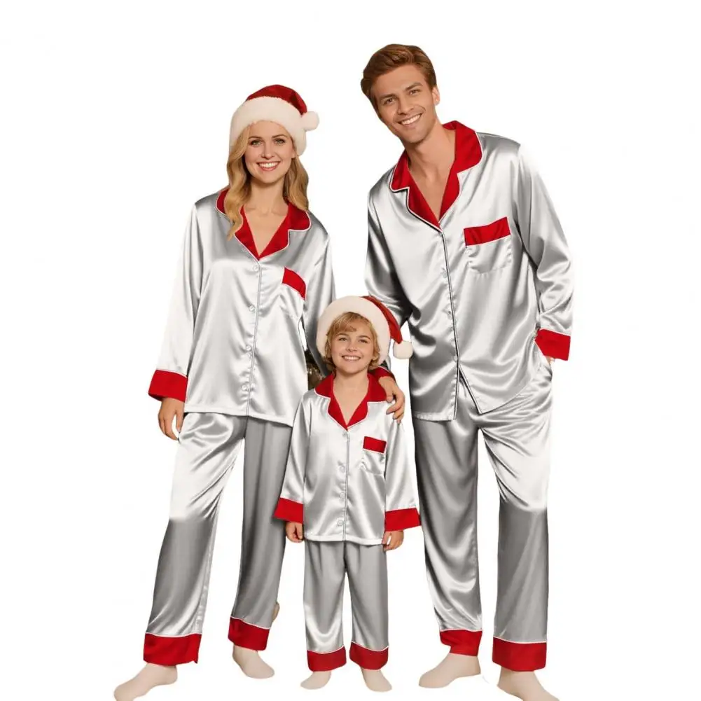 Family Christmas Pajamas Set Button Closure Christmas Family Christmas Pajamas Matching Sets Cozy Breathable Outfits for Parents
