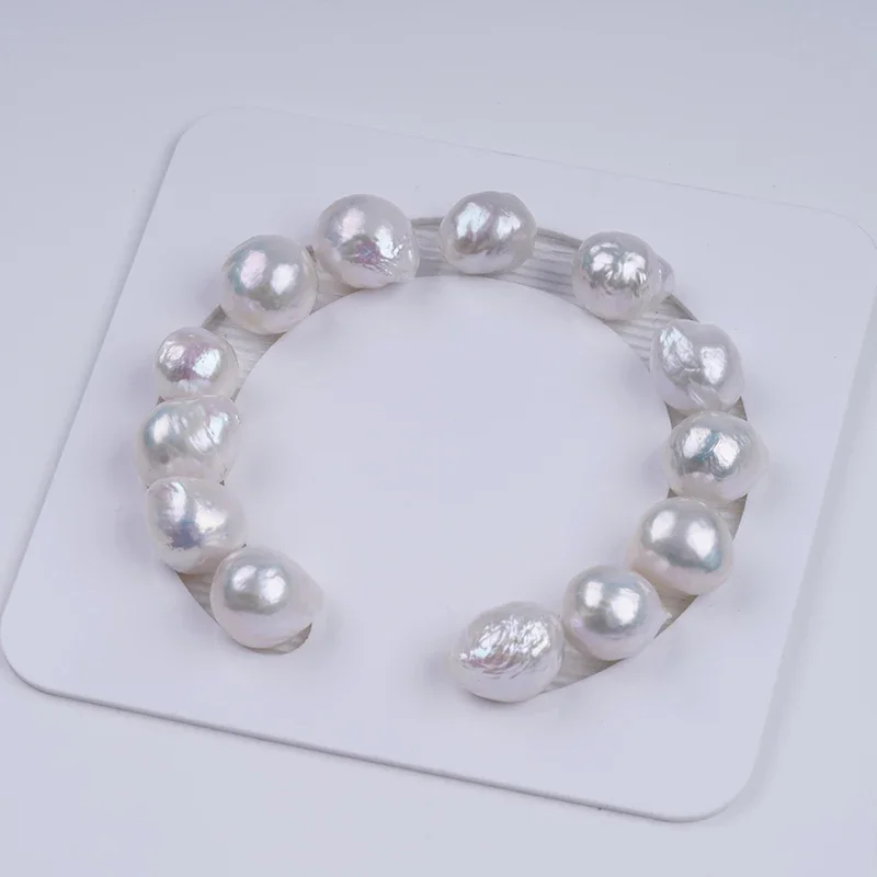 11-14mm Natural Freshwater Pearl Baroque Drop Shape Semi-finished Bracelet Pearls Loose 18cm