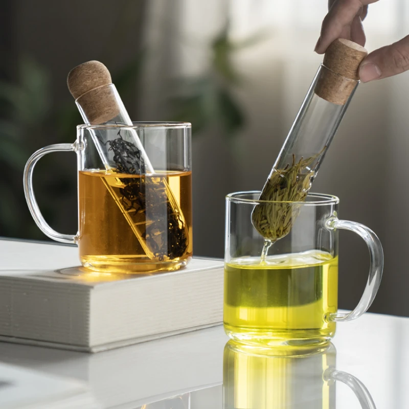1pc Portable Glass Test Tube Tea Infuser Cup Tea Separator Loose Leaf Tea Filter Strainer Household Tea Brewing Tool view 3