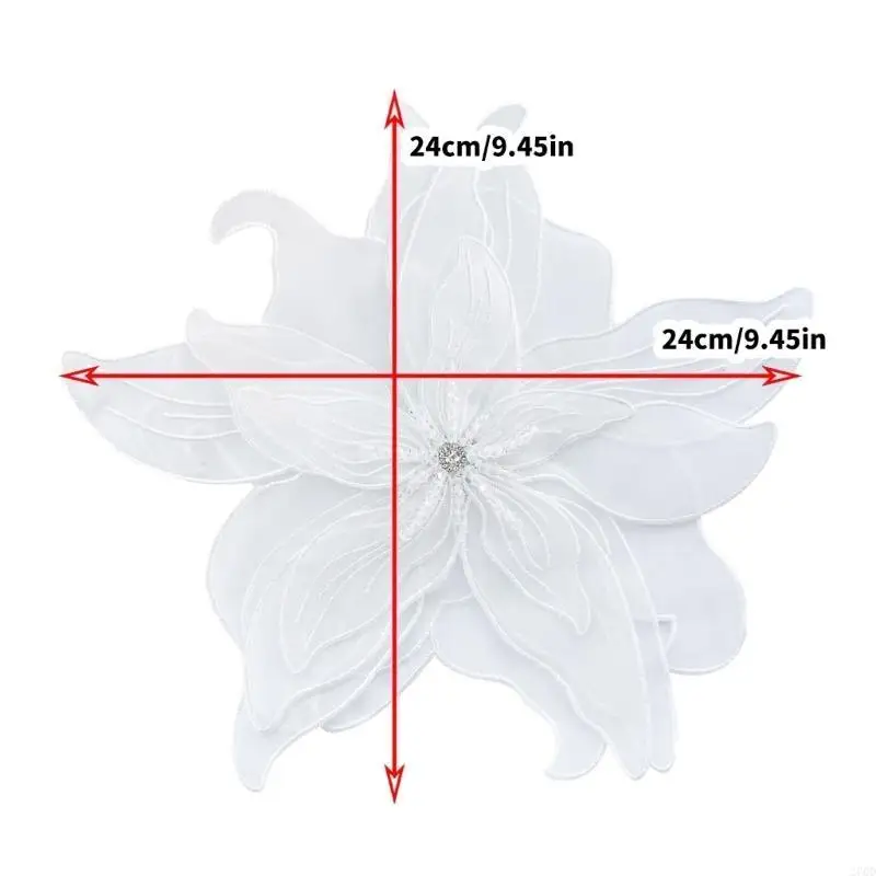 270D Blumen-Nähflicken, elegante Blumen-Perlen-Applikation zur Dekoration, übergroße Applikationen, zum Aufnähen von Kleidern