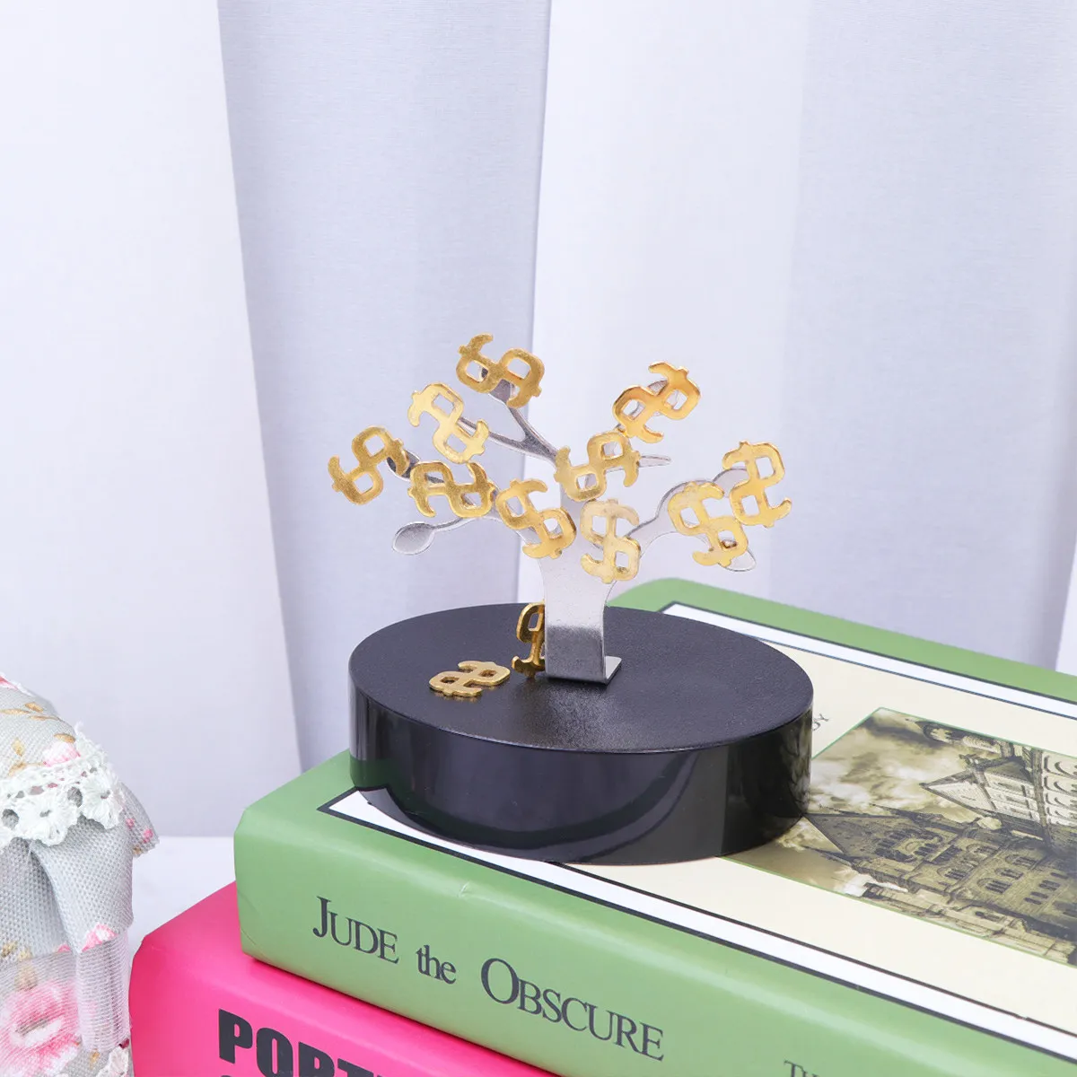 1Set Magnetic Sculpture Block Fortune Tree Design Portable Desktop Decor for Office Home Hotel Bar Restaurant Creative Gift Idea