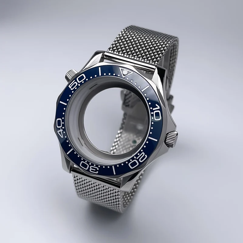 

Корпус часов из цельной нержавеющей стали 41 мм, сетчатый браслет, циферблат 31 мм для Seamaster 300, комплект для модификации с автоматическим механизмом NH35/NH36.