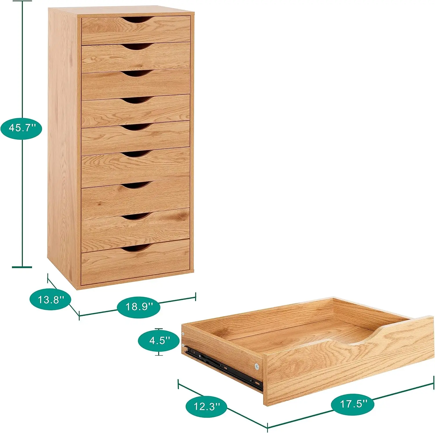 9 Drawer Dresser for Bedroom, Stylish Tall Dressers with Wheels, Storage Shelves, Small Dresser for Closet, Makeup Dresser with view 3