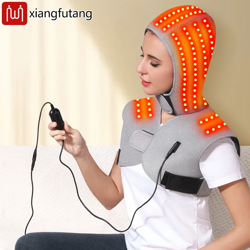 

Red Light Heating Shawl/Vest With Hat Vibration Massager Relieves Joint Fatigue Stiffness 3-Level Timer Muscle Relaxation Winter