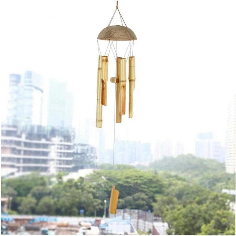 1 PCS Wind Chime Light Color Five Tube As Shown Bamboo Garden & Home Hanging Door Decoration