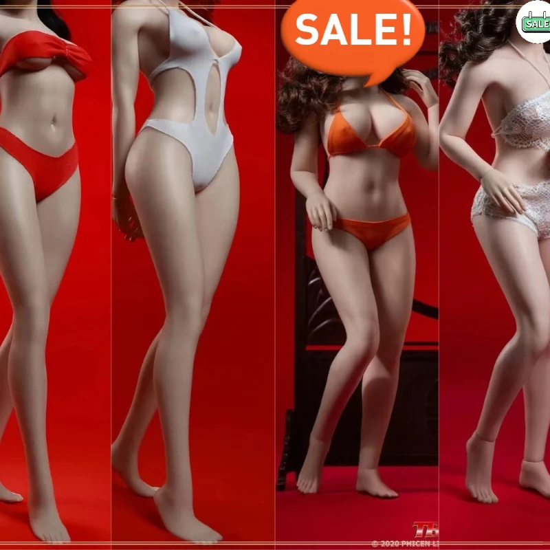 

TBL S38 S39 S42 S43 1/6 Soldier Girls Super-Flexible Seamless Suntan Pale Large Breast Body with Head Sculpt Action Figures Toy