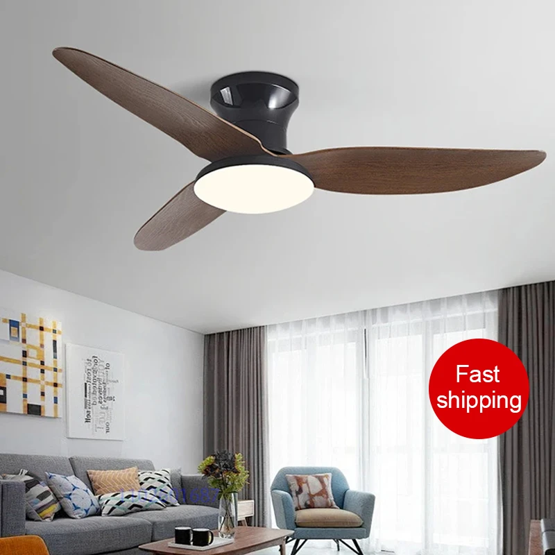 Modern Black White Low Floor DC Motor 35W Ceiling Fans With Remote Control Simple Ceiling Fan With 24W Light Home Fan 110V 220V