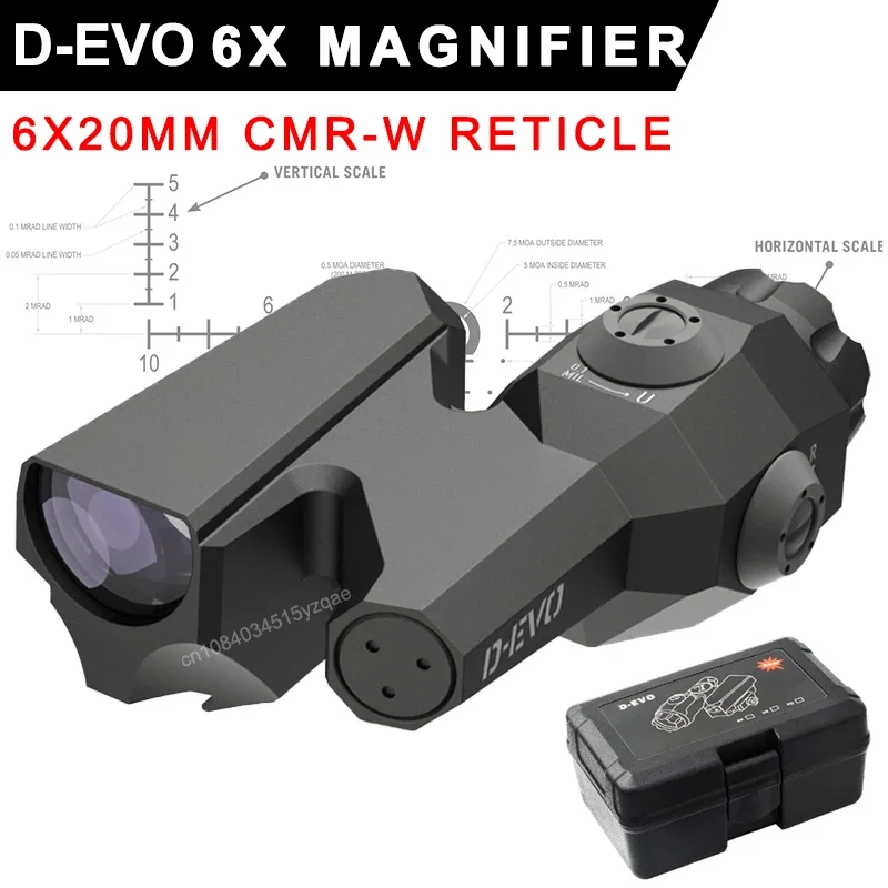 Loupe tactique D-EVO 6X 6X20, optique à double vue améliorée, réticule CMR-W, portée de fusil de chasse de style AR, support sur Rail Picatinny/Weaver
