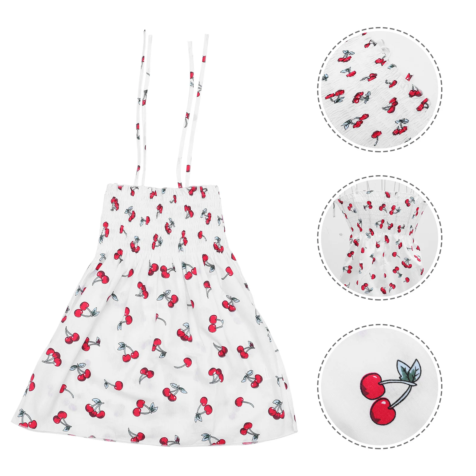 

Summer Dress for Girls Cherry Print Sleeveless Strap Causal Wear Vibrant Retro Style Breathable Comfortable Party Wear