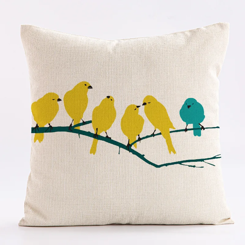 غطاء وسادة بنمط مخطط على شكل زهرة وطيور مع طباعة قطيفة قصيرة لتزيين أريكة غرفة المعيشة #6