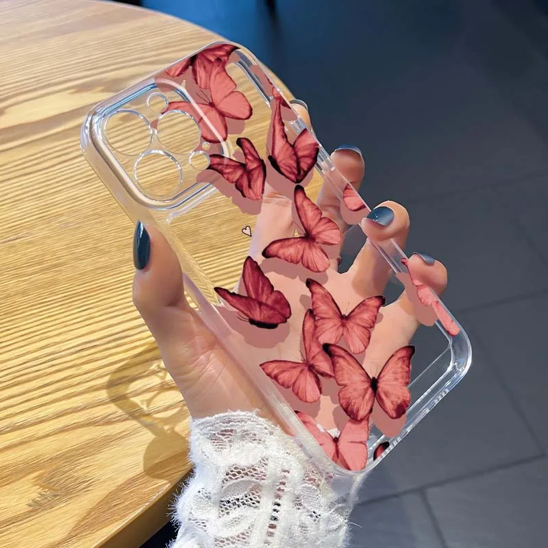 

Butterfly Design Illustration For Apple iPhone 17 16e 16 15 14 13 12 11 Pro Max Plus Mini TPU Soft Transparent Phone Case
