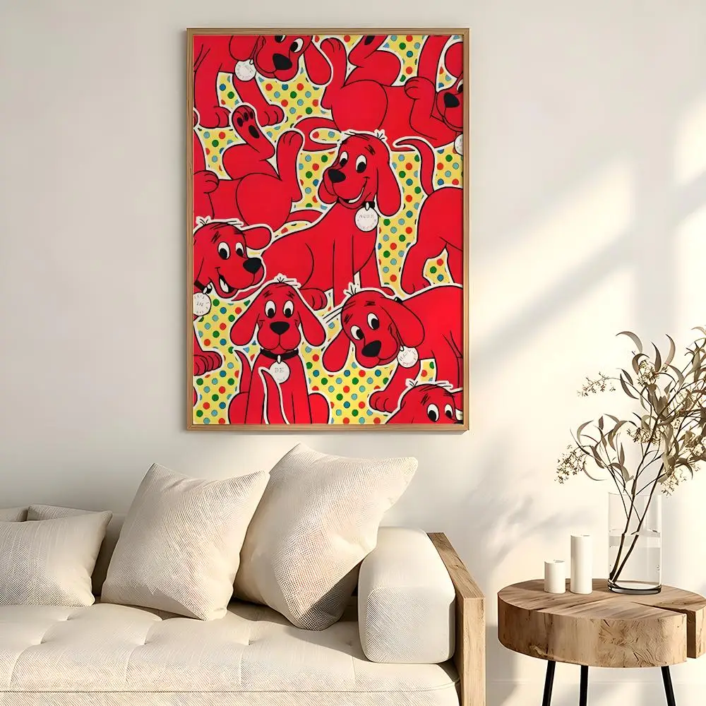 Cartoon C-Clifford T-The B-Big R-Red D-Dog Poster HD Home Decor Sticky Wall Waterproof Home Living Room Bar Aesthetic Decor - view 4