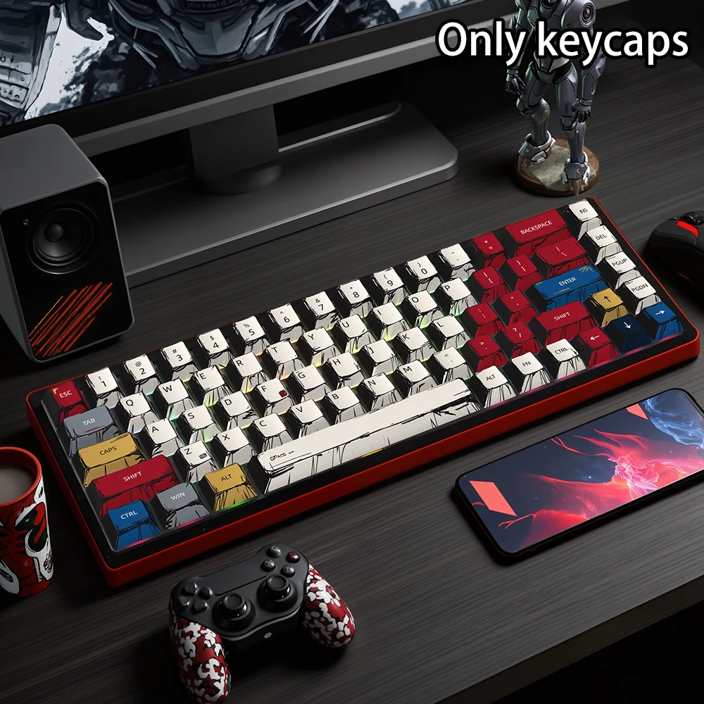 

74/135 keycaps are made of PBT material with Cherry high-level design, featuring anime keycaps.