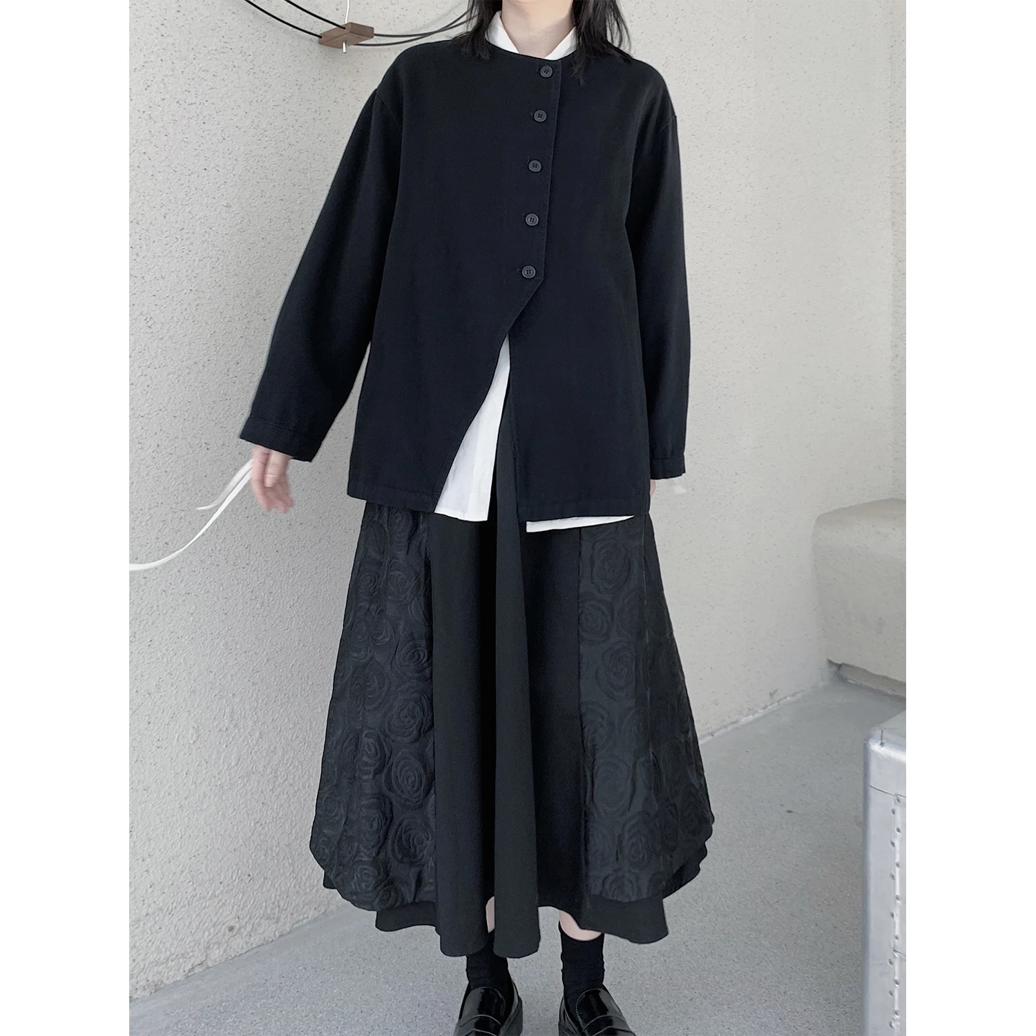 UMI MAO Yamamoto Dark Coat Irregular Cut Round Neck Cardigan Niche Spring Top Design Jacket Femme Y2K Jaket Women