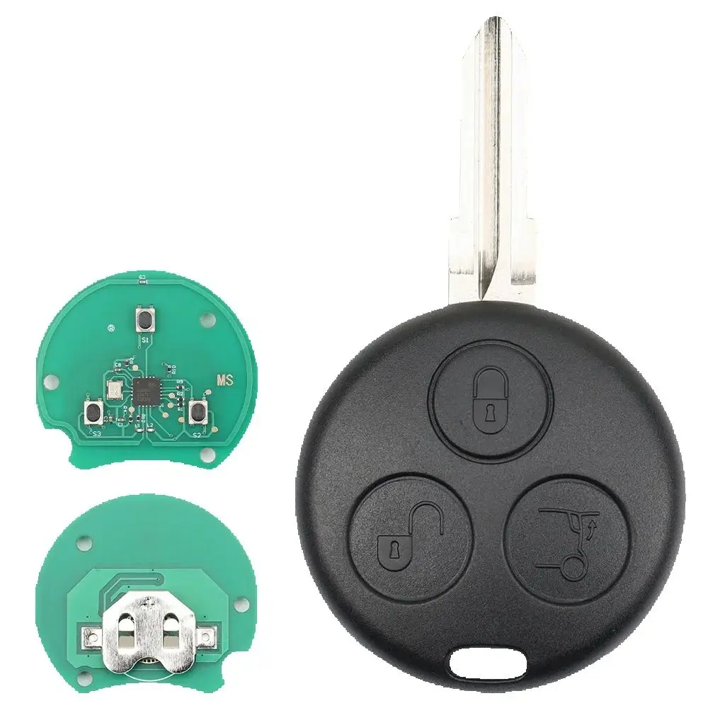 

SILY Car Key For Benz MB Mercedes Smart Fortwo 450 Forfour Roadster City Coupe Case 3 Buttons No Blade Remote Key Shell Fob