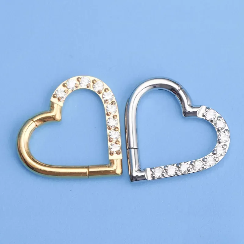 القلب Daith مثقوب الأنف الدائري ASTM F136 زرع الصف الحجاب الحاجز 16 جرام الفرس الزنمة حلق من الجلد مجوهرات للجسم بالجملة