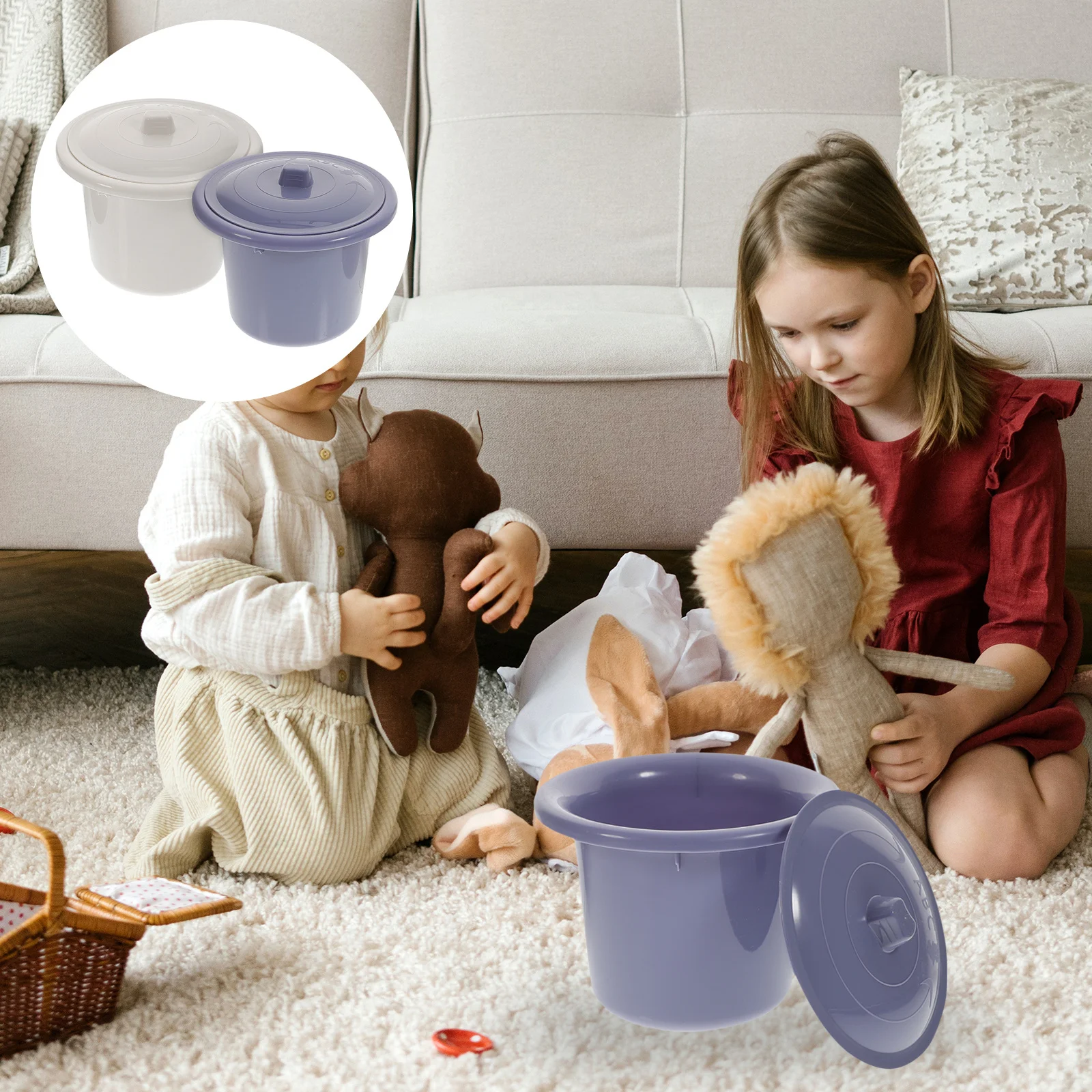 

2Pcs Kids Adult Urine Pot Plastic Portable Spittoon Covered Non-Slip Durable Potty Night Use Convenient Travel