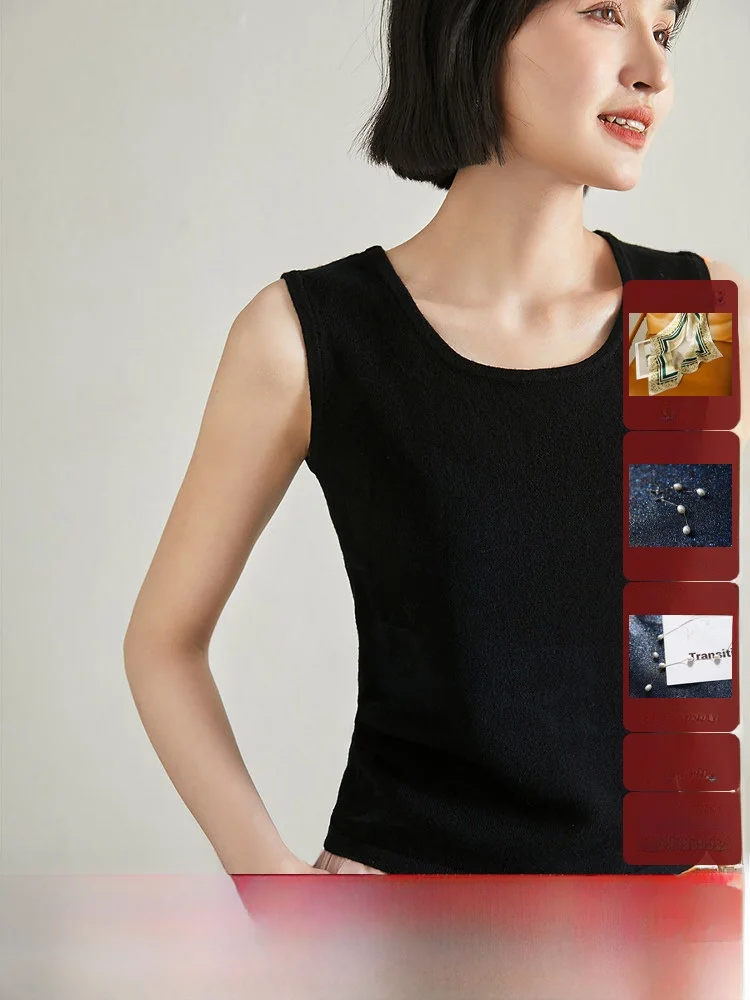 

Capsule Sle Wool Camere Vest Svel U-Ne Knitted Top Women's Faion Spring Commute Sle Layering Clothing