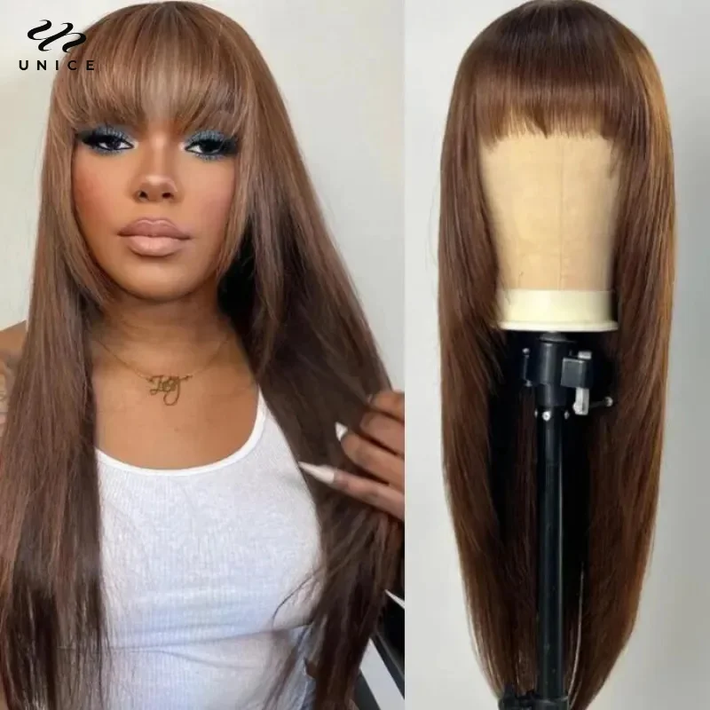 unice-hair-4-brown-color-layered-cut-straight-human-hair-wigs-with-bangs-100-human-hair-full-machine-made-glueless-wig