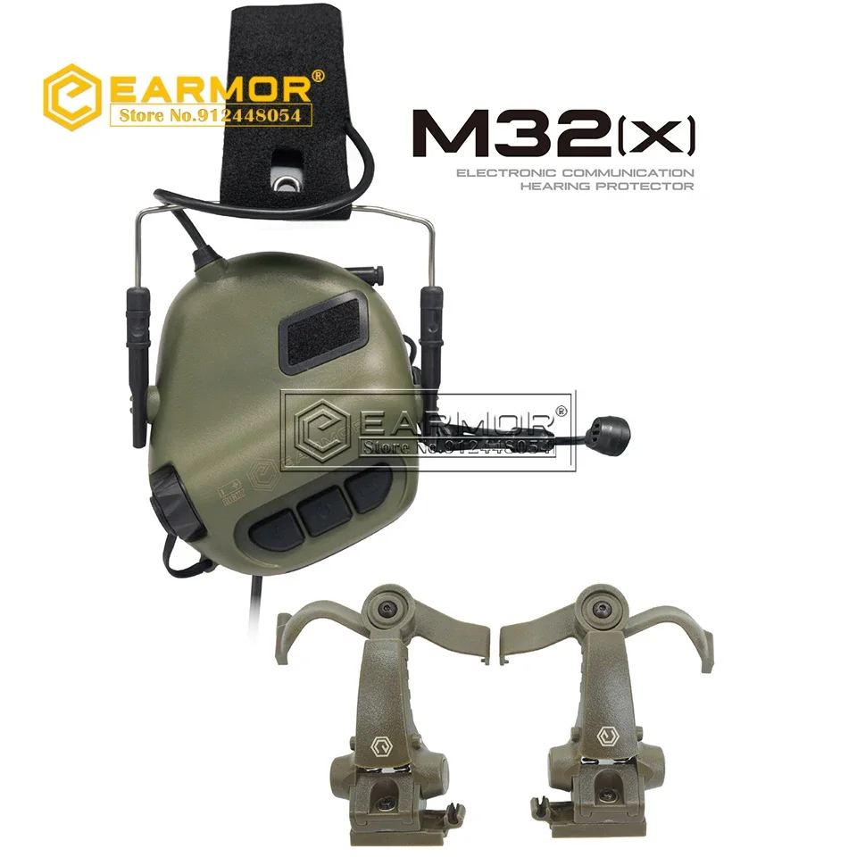 EARMOR M32X MOD4 Tactical Headset with Advanced Electronic Noise Reduction and Amplifying Pickup for RAC Rails