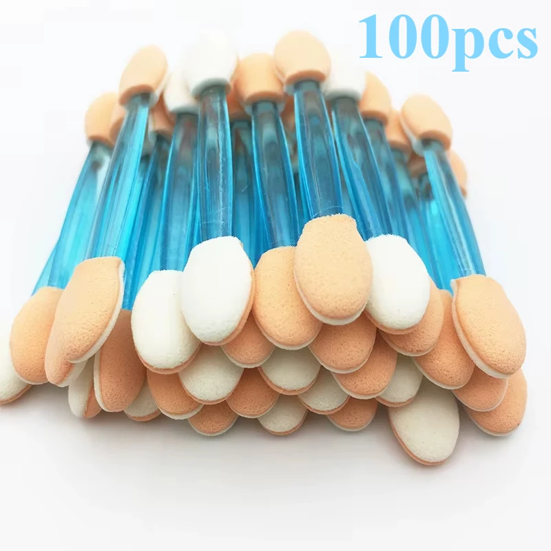 10/30/50/100pc escova de sombra descartável dupla face esponja conjuntos de náilon compõem pincéis de sombra de olho para aplicador cosmético maquiagem