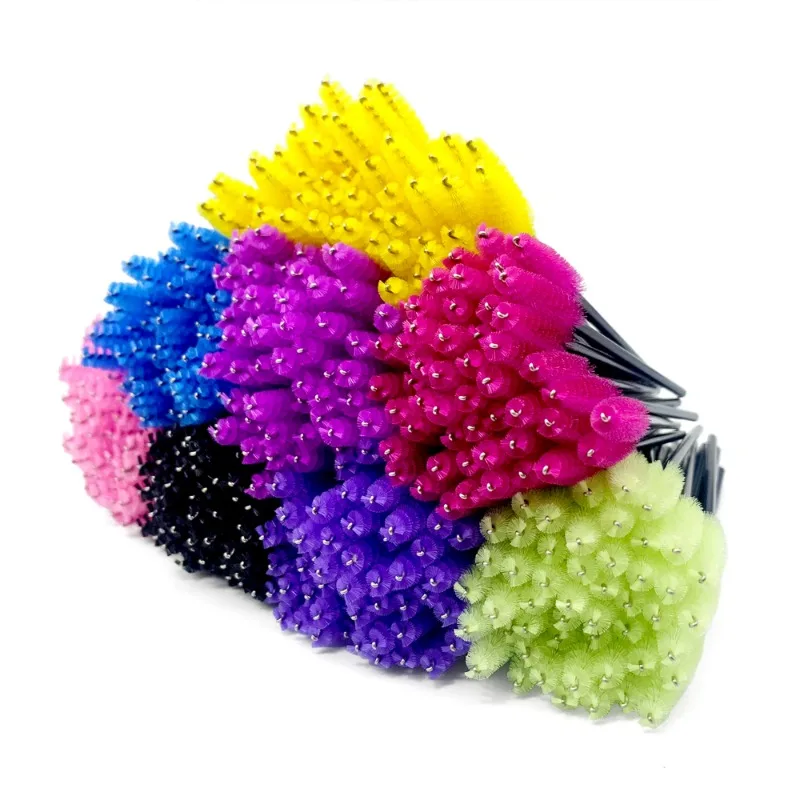 50/100 個使い捨てまつげブラシクリスタルアイラッシュマスカラワンドグリッターラッシュコームスプーリーマイクロメイクアップアプリケーター