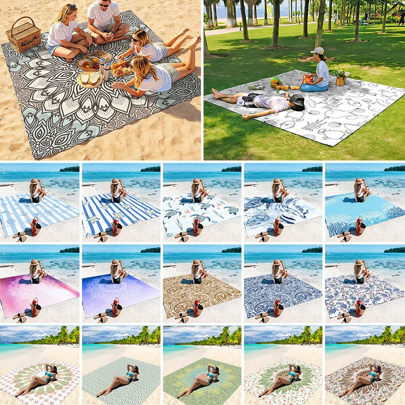 Beach Blanket Waterproof Sandproof, Oversized Large Beach Mat Quick Drying&Compact&Lightweight, Picnic Mat Vacation Essentials