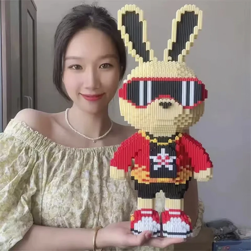 3D 사탕 토끼 다채롭고 귀여운 토끼 빌딩 블록 성인 높은 난이도 조립 어린이 교육 장난감 생일 선물