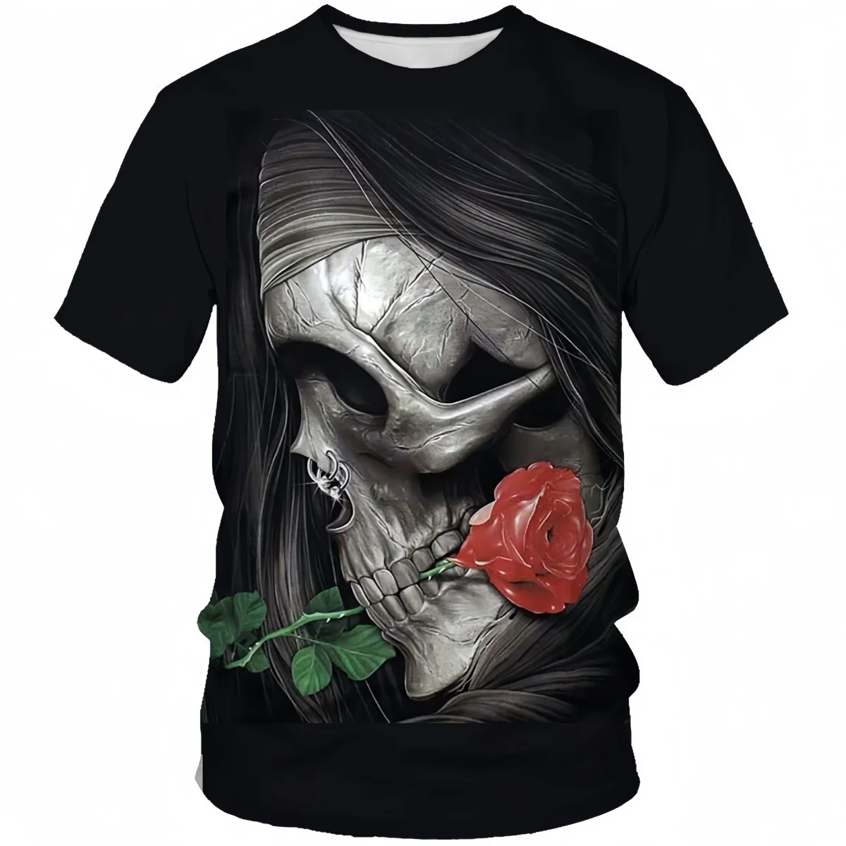 

Fashion Skull Graphic 3D Printed Men's Short Sleeve T-shirt Casual Street Harajuku Tee Top Summer Comfortable Breathable T Shirt