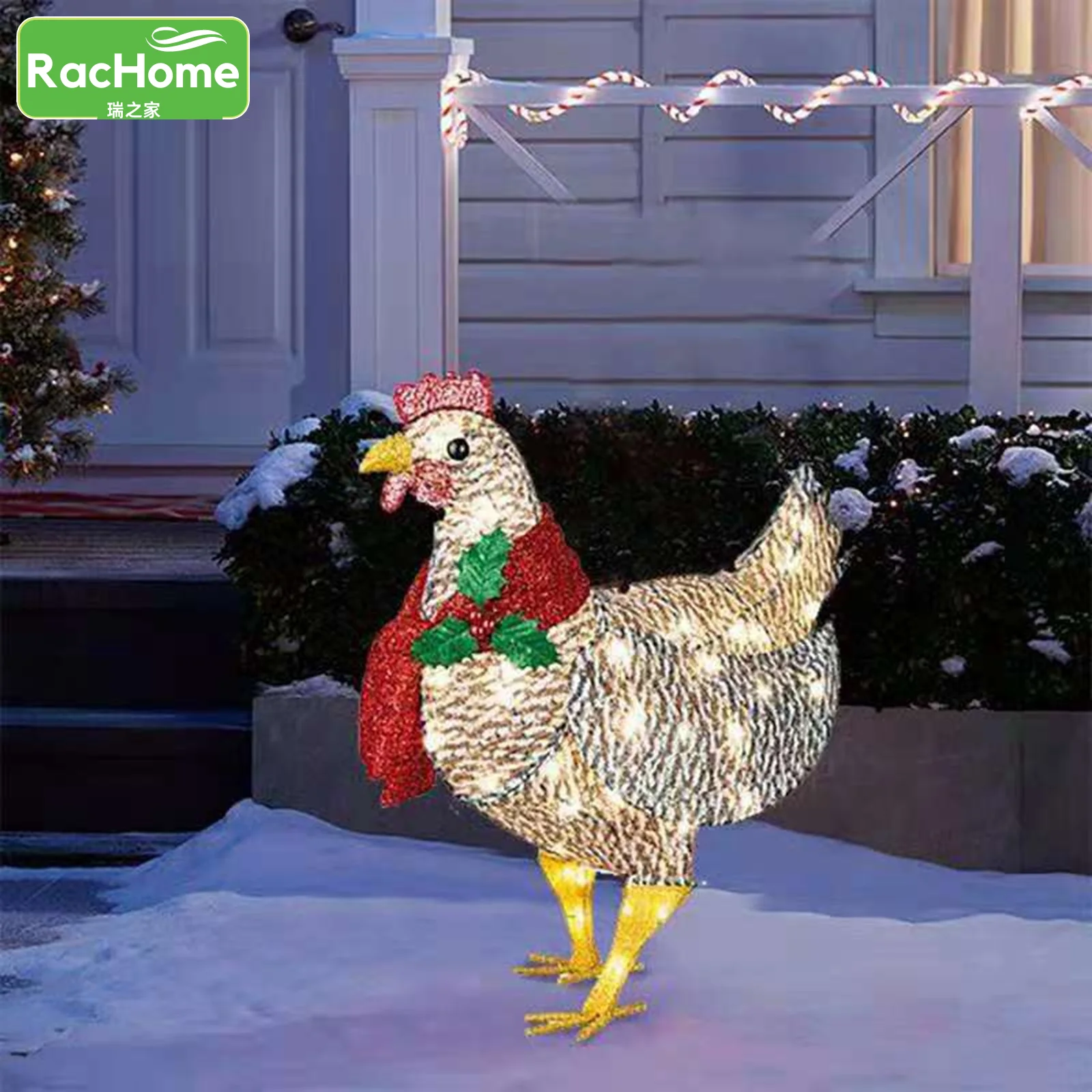 

Christmas Glowing Chicken Scarf Chickens Chicken Ornaments Light-up Chicken Decors Acrylic Flat Not 3d Garden Patio Lawn Craft