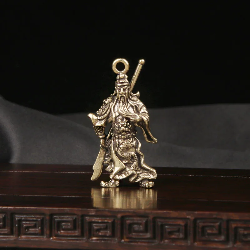 CH Brass War Robe Guan Gong Keychain Pendant Guan Yu Wu Caishen Creative Ornament Pendant Small Bronze Ware Vintage Decoration