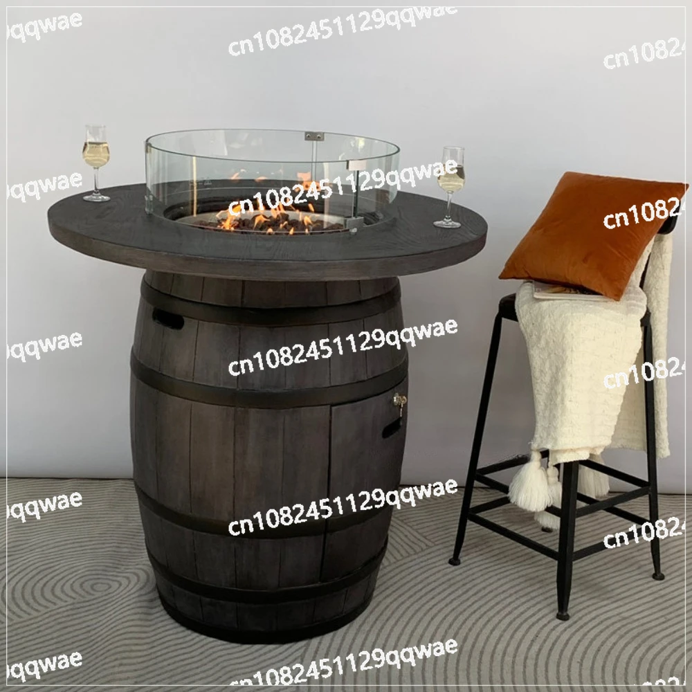 Terrace Bar Fire Table Gas Pit Hotel Outdoor Country Barrel Fire Table