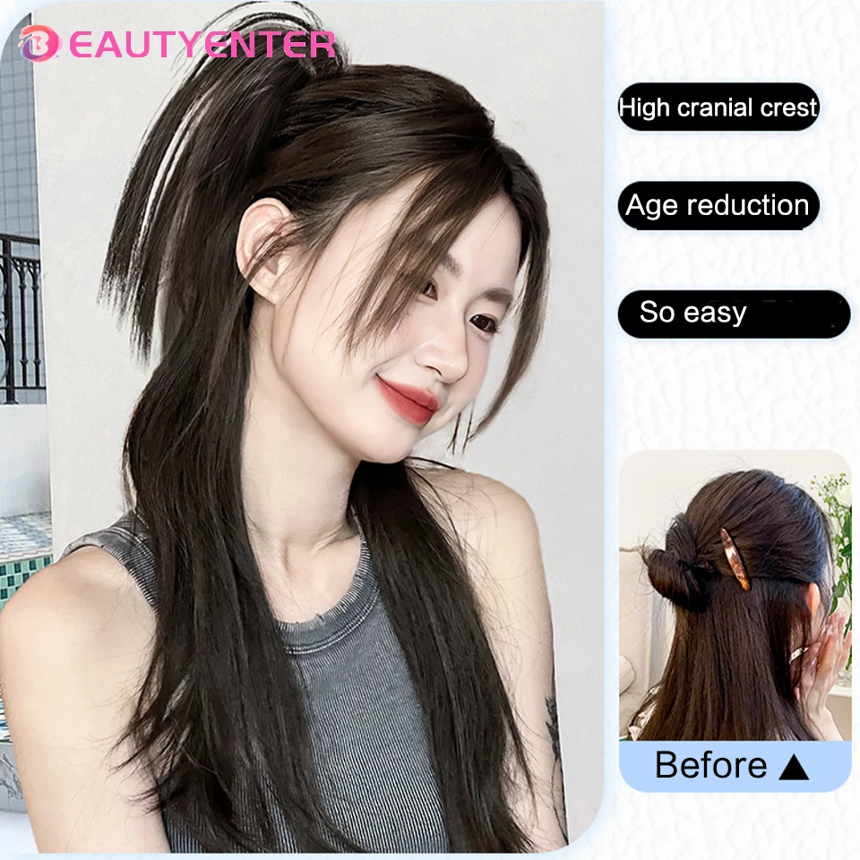 BEAUTYENTER Synthetic Wig Braid Sweet Cool High Spicy Girl 2023 New Horsetail Half Zha Waterfall Horsetail Clasp Wig