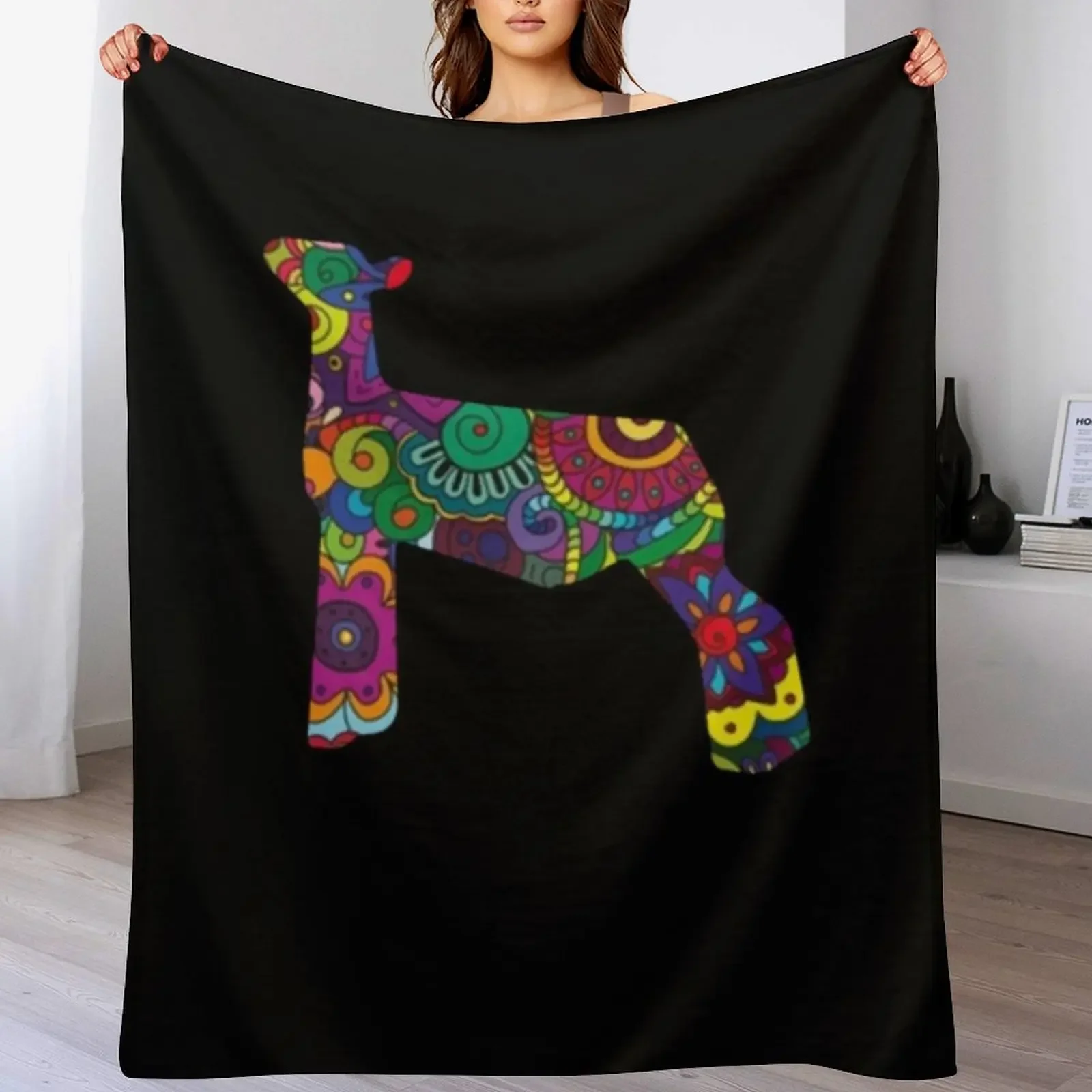 

70s Floral Lamb, Livestock Show, Show Lamb Design Throw Blanket Travel Size Cozy Blanket for Plane Train