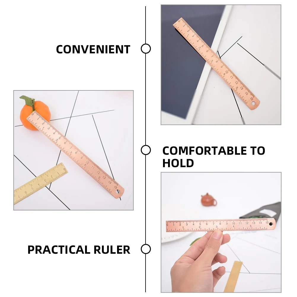 

Copper Ruler Professional Drafting Tool Lightweight Portable Measuring Ruler for Artists Students Designers Office Must