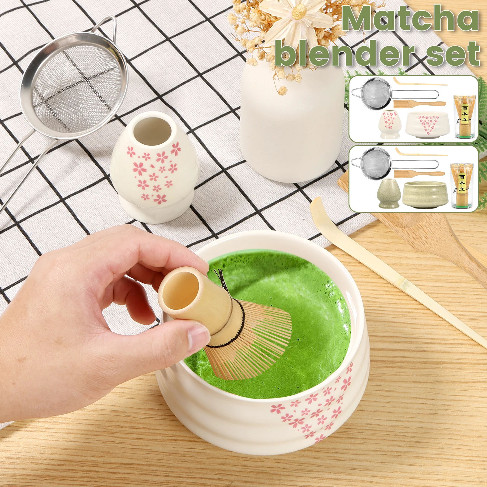 

7Pcs Matcha Whisk Set Elegant Matcha Making Set with Matcha Whisk Matcha Whisk Storage Holder Matcha Powder Sifter Ceramic Bowl