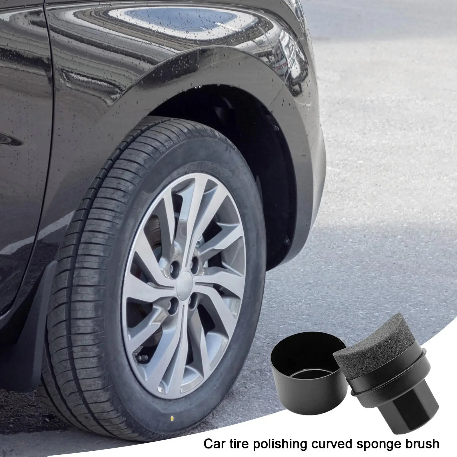 Car Wheel Polishing Waxing Curved Tire Sponge Brush Hand held arc-shaped covered tire oiling sponge car cleaning tool
