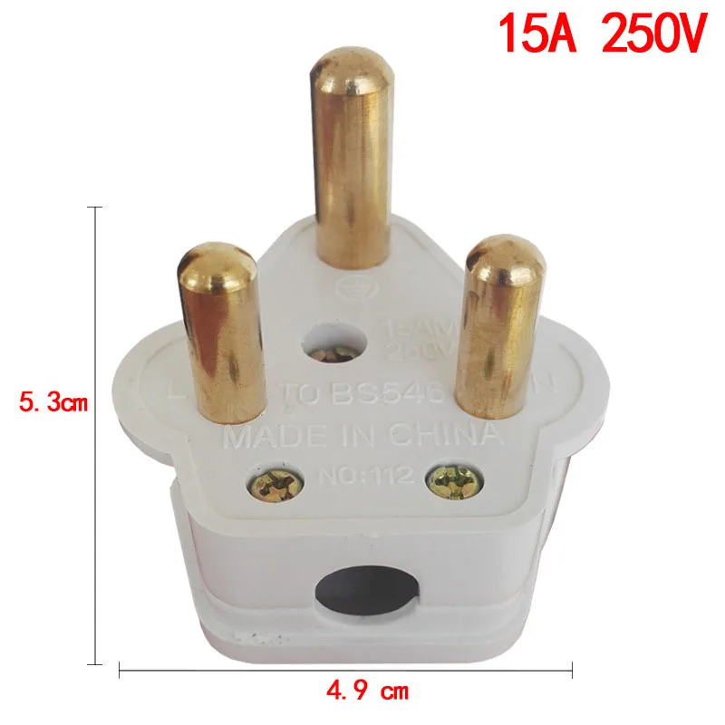 Size Small South Africa Power Plug Converter Plug 15A Wiring Plug India 3 prong UK Standard Pure Copper Electrical Plugs D3