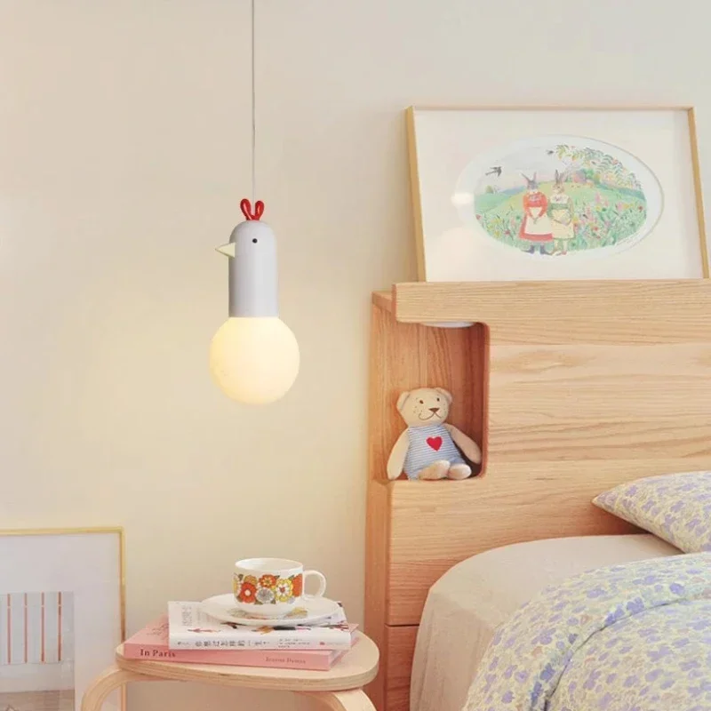 

Children's Room Small Pendant Lamps Cute Hooded Duck Lamp Simple Cartoon Baby Room Girl Boy Bedroom Bedside Suspension Lights