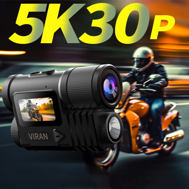 Actiecamera 5K 30fps, 4K60FPS, WiFi anti-shake, motorhelmrecorder, ingebouwde flitser, spraakbesturing ondersteund