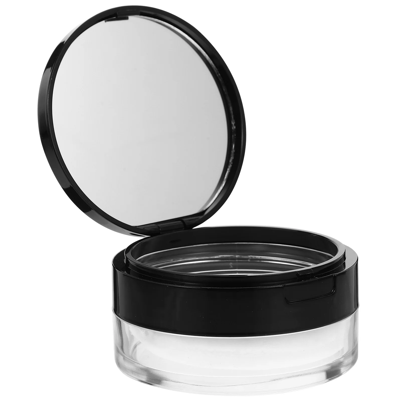

Portable Powder Puff Case with Mirror Multi Function Storage for Loose Powder Travel Friendly Beauty Accessory Black