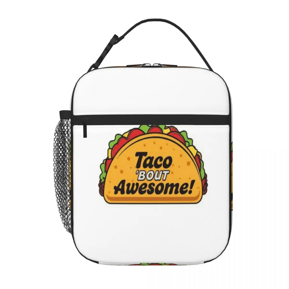 Hot Sale Taco Bout Awesome Monochrome Travel Lunch Bag School Field Trip School Lunch Bag