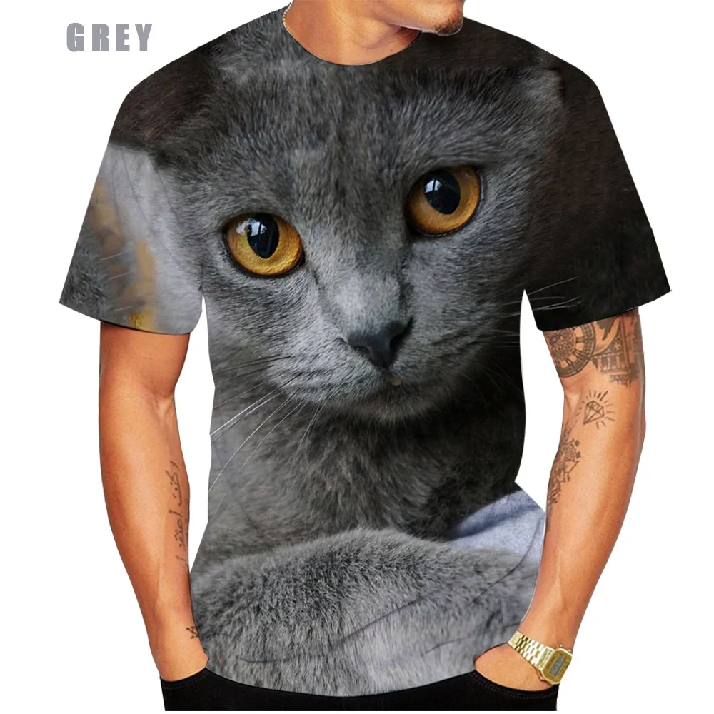 Super Cute 3D Cat Printed Cool T-Shirt  New T-shirt Men Fashion Summer Casual Short Sleeve Round Neck 3d Printed T-shirt