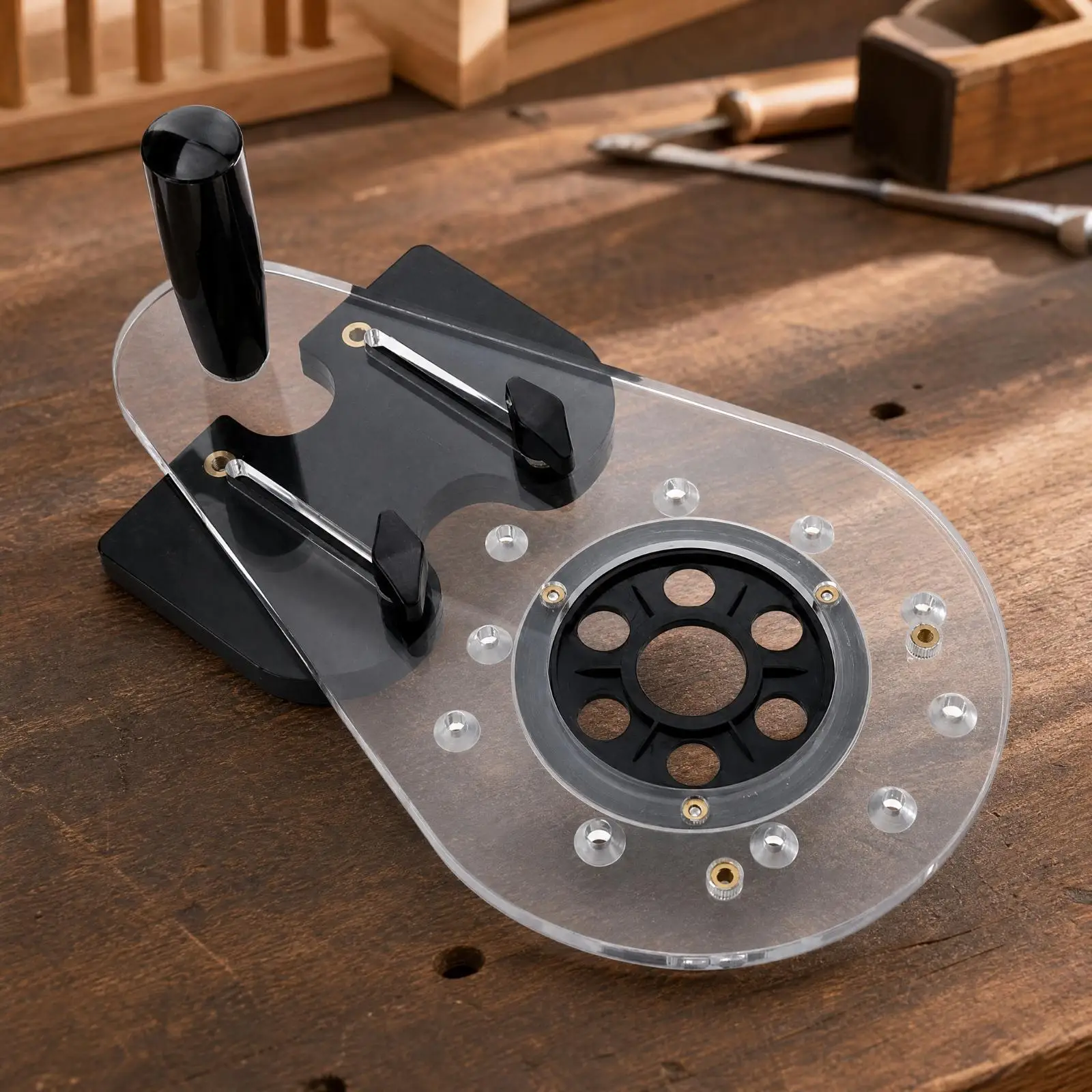 Clear Router Base Plate for Woodworking Precision Tool with Long Adjustment Slots for Slot Cutting and Trimming Work