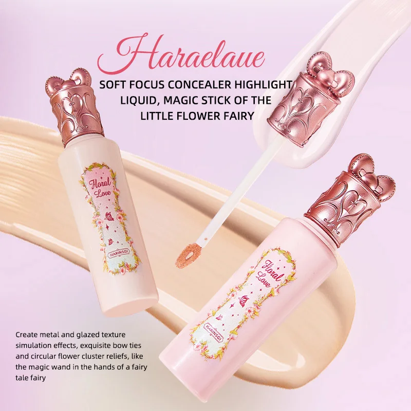 Corrector iluminador Hua Yin Ji, un aspecto rosa tierno de una chica de piel clara, maquillaje nude natural y un aspecto natural