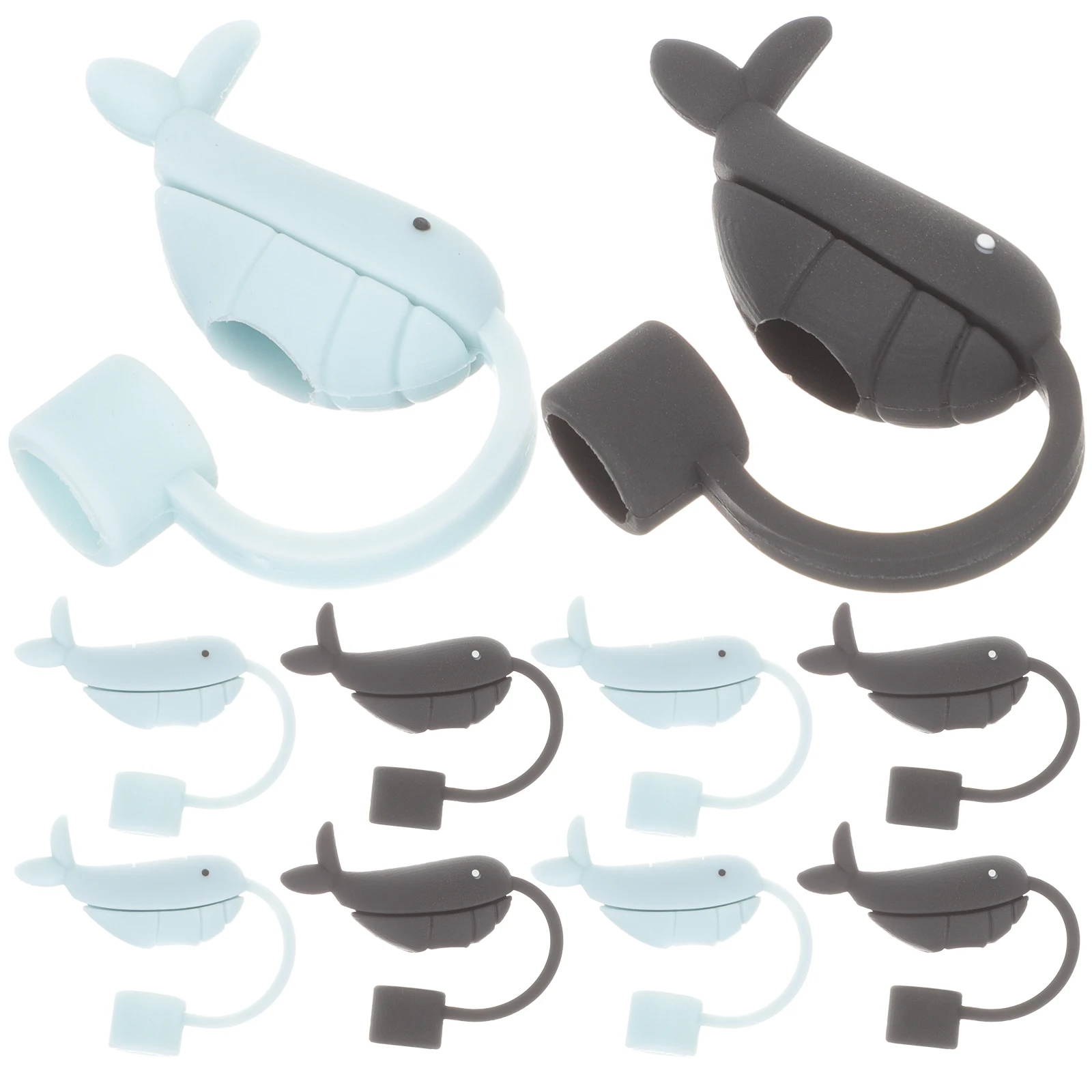 10pcs Straw Caps Dustproof Covers Whale Shape Silicone Reusable Drinking Straw Tips Airtight Lightweight Cute Design Decorative
