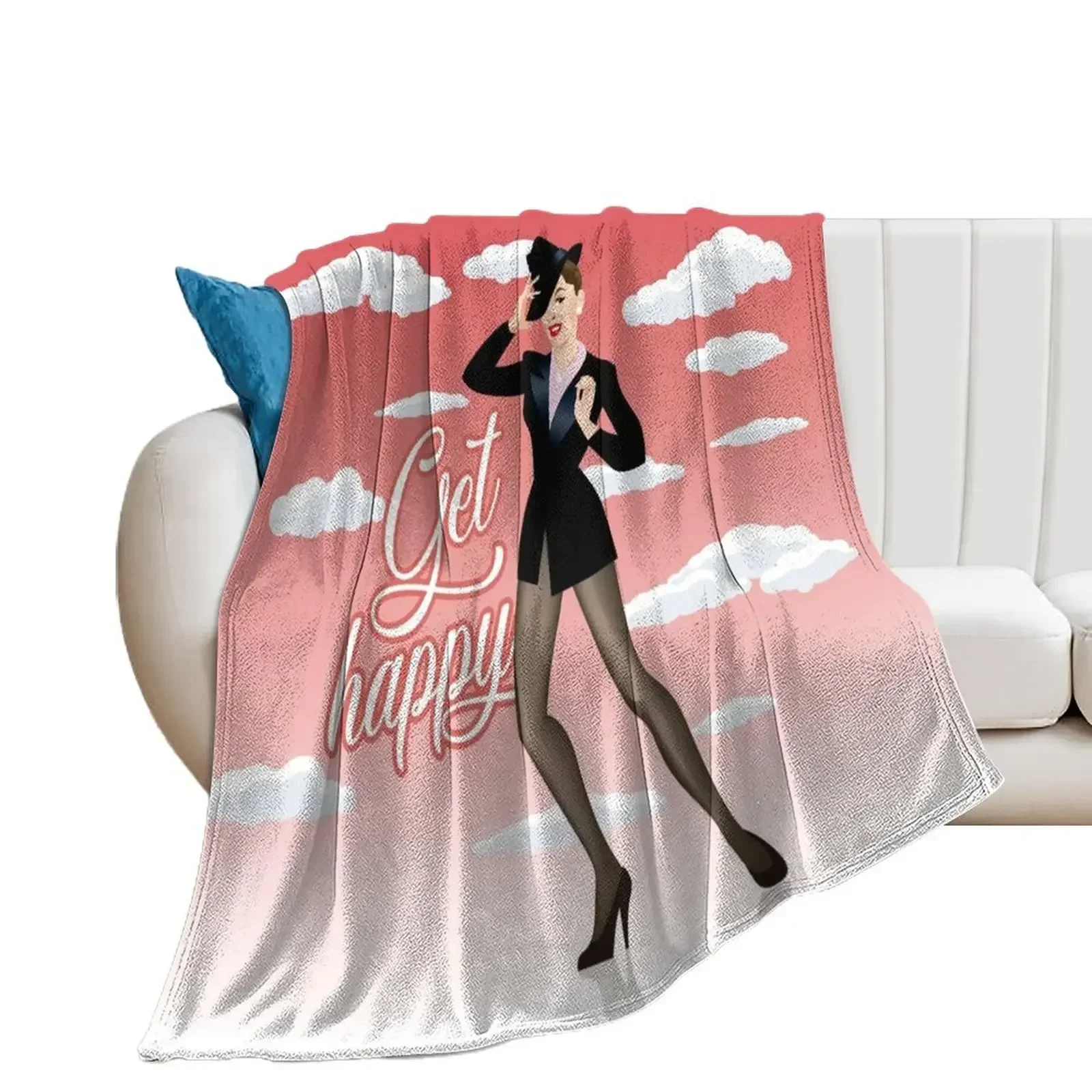 

Get happy Throw Blanket Travel for winter warm for winter Thermal Blankets