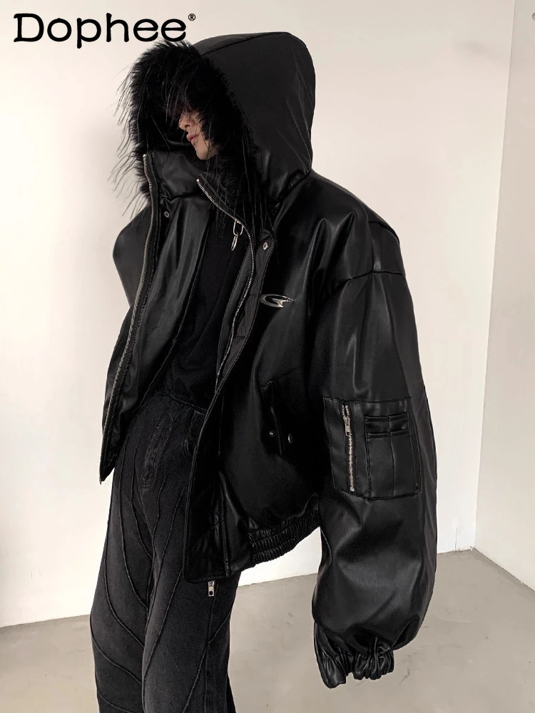 

Мужские парки с большим воротником из искусственного меха и капюшоном. Мужские зимние новые толстые куртки 2025 года. Свободные удобные шикарные парки с длинными рукавами.