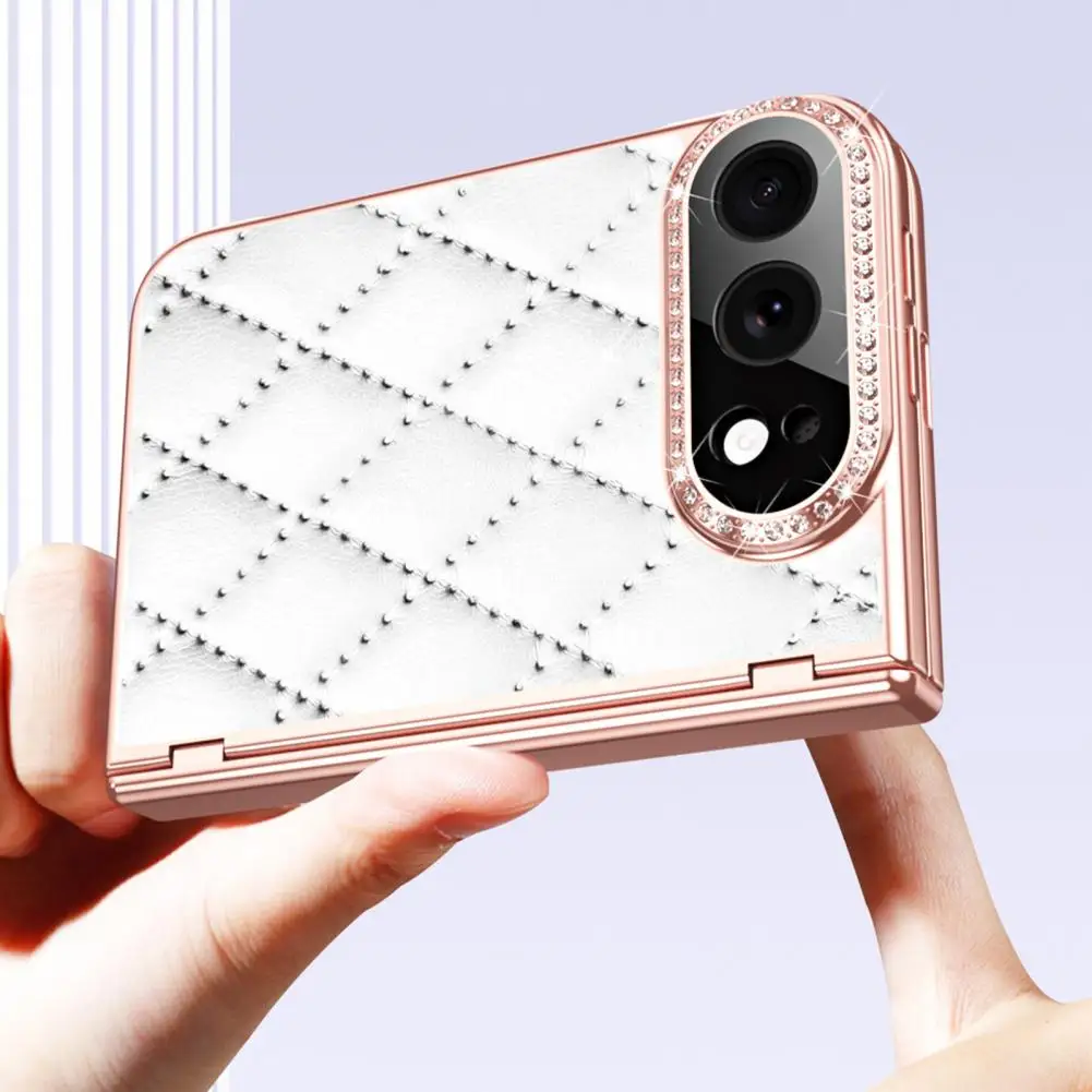 Full Body Protection Cover Folding Phone Case Faux Leather Phone Case for Iphone Fold with Screen Protector Rhinestone Cover
